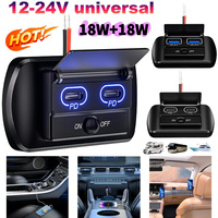 12V/24V Car USB Charger Socket with ON/OFF QC3.0 PD Fast Charge Power Adapter USB Power Socket with Switch for Car RV Yacht Bus