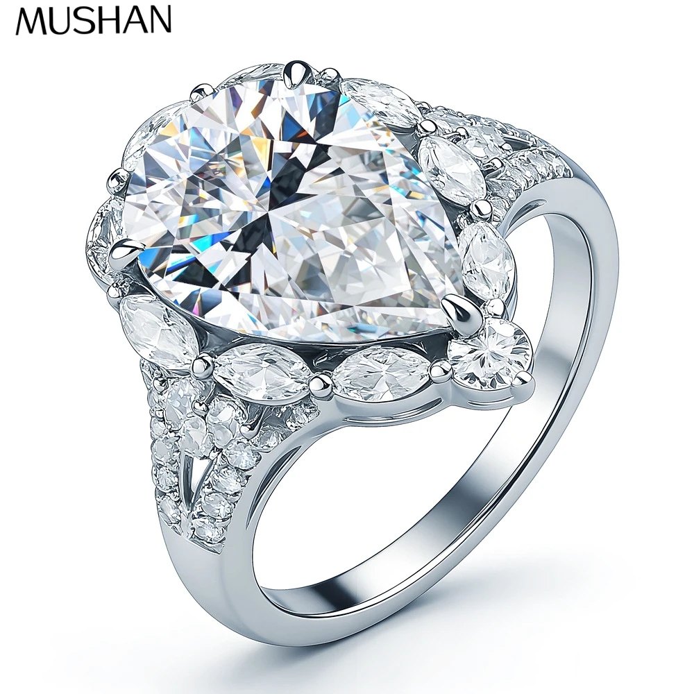 

MuShan Brand Jewelry 925 Sterling Silver Ring VVS Moissanite Formal Ring for Partner 18K Gold Plated MST Patent Fine Jewellery