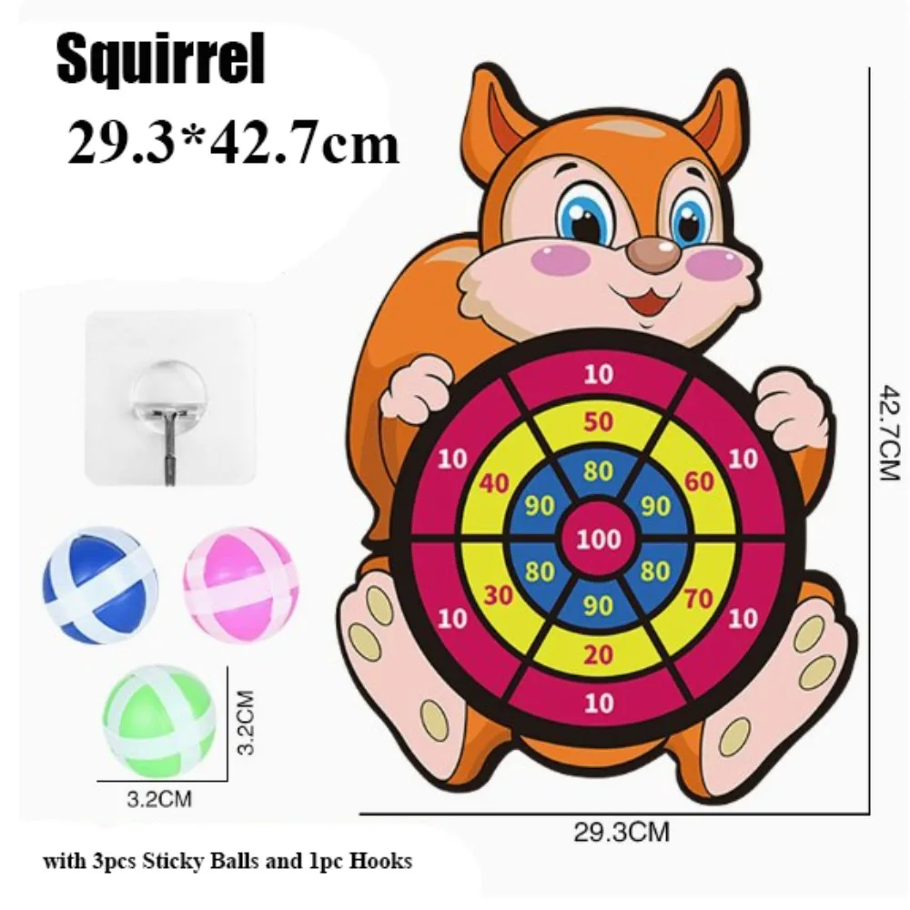 Zestaw do gry w rzucanie piłeczkami z haczykami, 3 przyklejane piłeczki, motyw zwierzęcy, różne style, kreskówkowy, dla dzieci, Montessori, gra sportowa, zabawki.