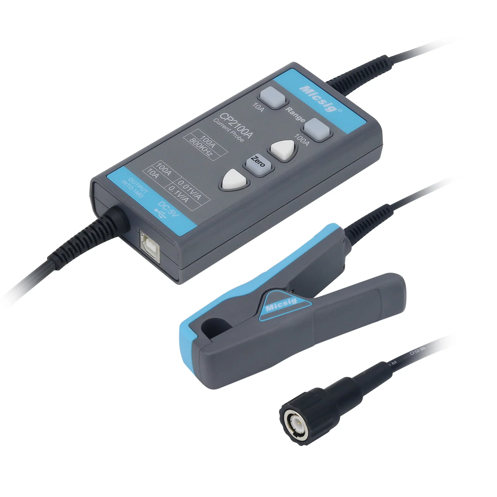Micsig CP2100B 2.5MHz 10A/100A USB 전원 AC DC 전류 프로브 전자 측정기 오실로스코프용 BNC 인터페이스