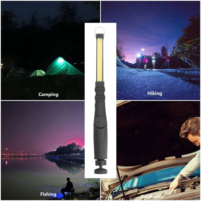 충전식 LED 작업등, 700 루멘 COB 작업등, 마그네틱 작업등, 전원 용량 표시기 및 USB 케이블