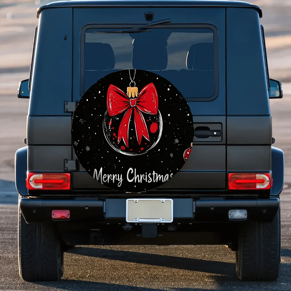 عيد ميلاد سعيد زخرفة غطاء الإطارات نسيج متين ديكور السيارة الموسمية حامي الإطارات الاحتياطية