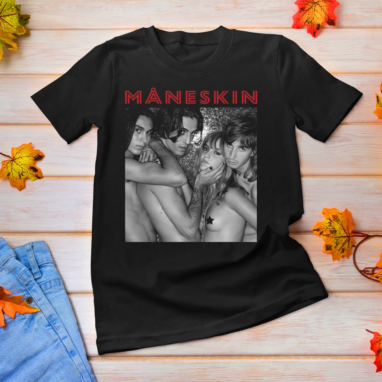 New Maneskin Band Sexy Heavy Cotton Black Full Size Unisex Tee Shirt AA1126