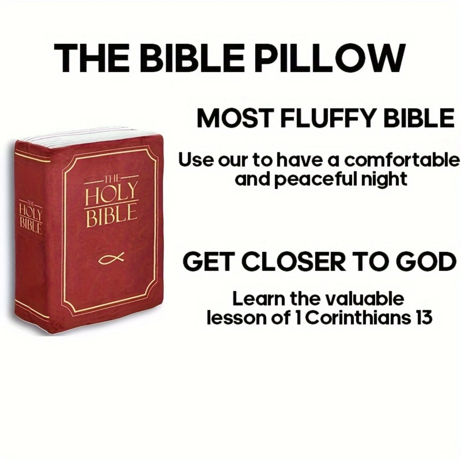 

1pc Fluffy Pillow, 13"x8.8" Vintage Style, Memory Foam, Rustic Holy Design With 1 Corinthians 13 Scripture, Huggable Size, Inspi