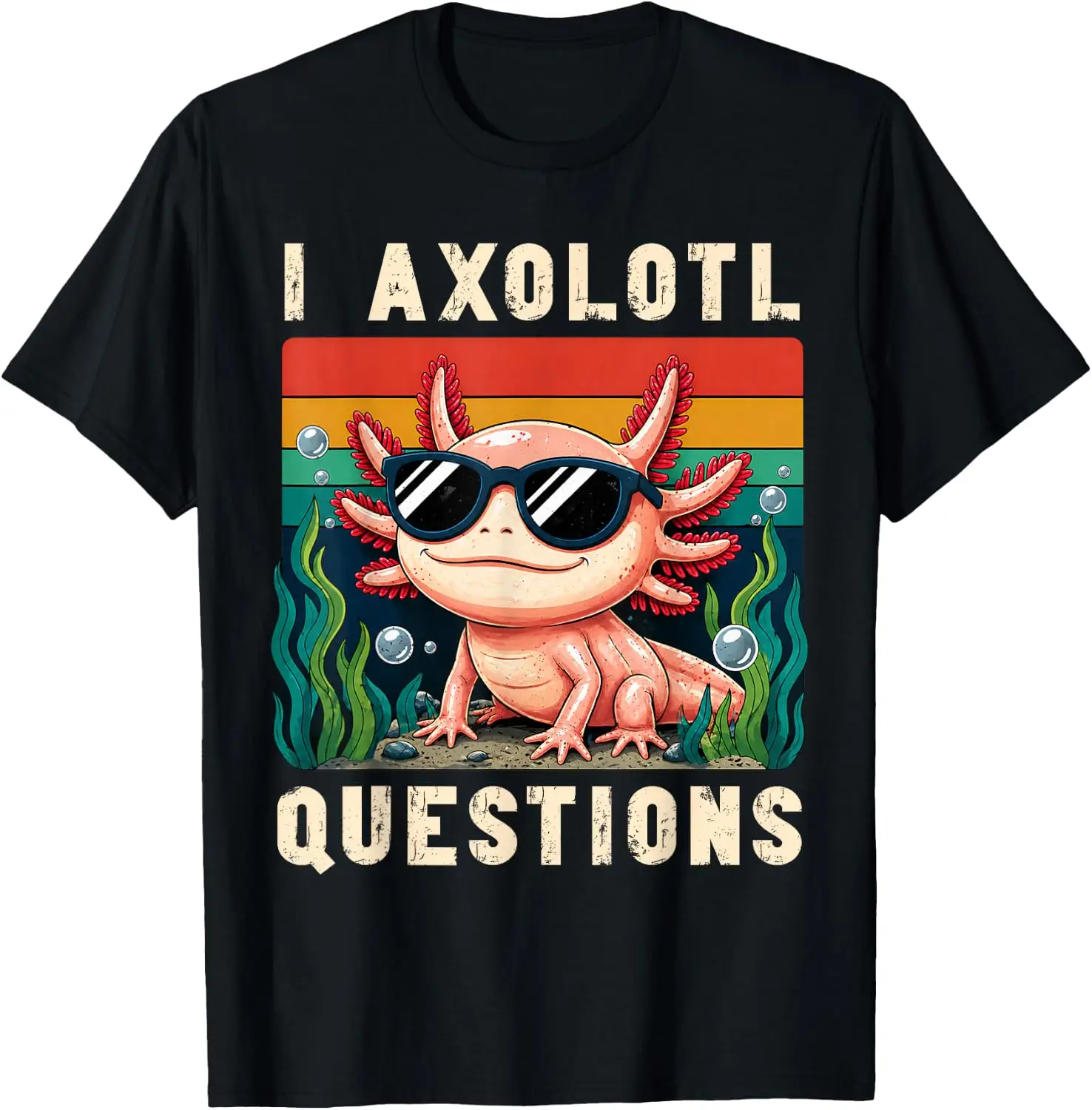 I Questions Adults Youth Kids Retro Axolotl T-Shirt
