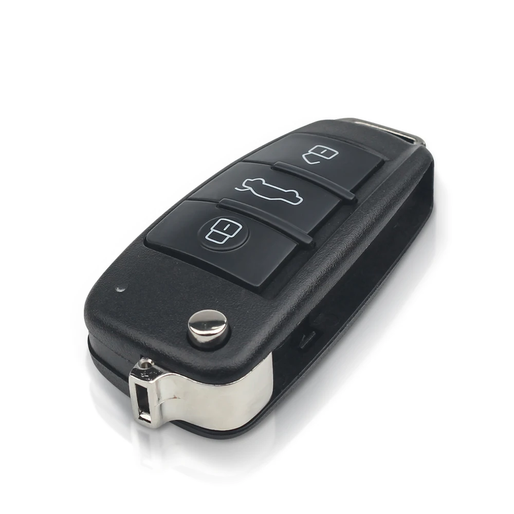 KEYYOU No Blade 3 Button Folding Flip Remote Car Key Shell Case For AUDI A2 A3 A4 A6 A6L A8 TT Key Fob Case Replacement