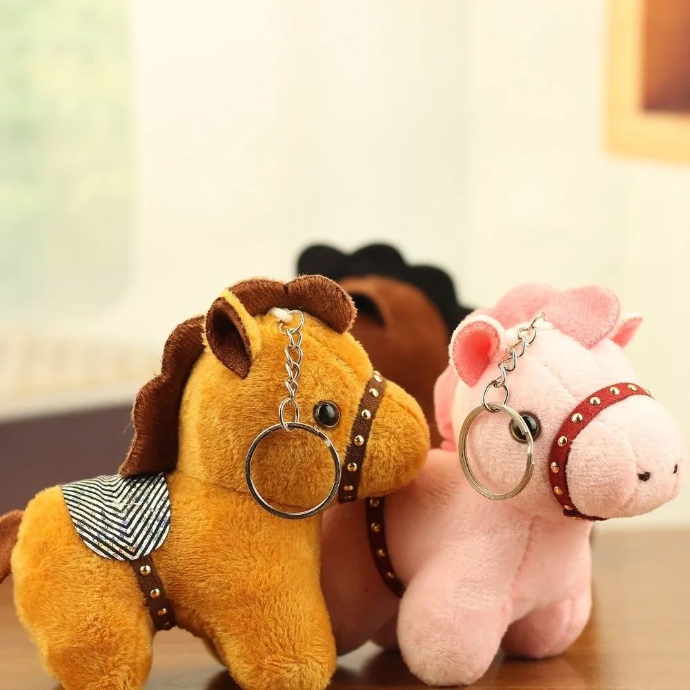 Cartoon pony hanger mascotte pop ros pop knuffeldier sleutelhanger rugzak hanger pluizig pluche paard sleutelhanger jaar van paard