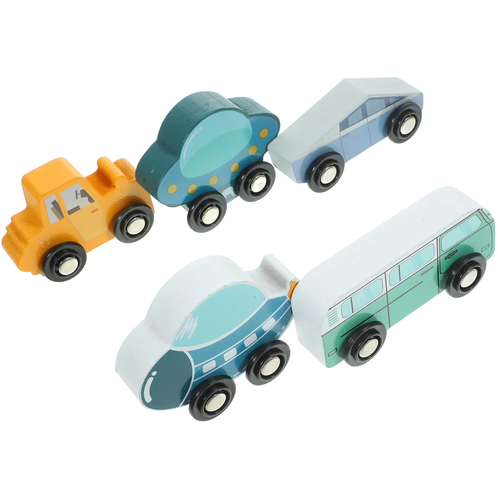 5 قطعة مجموعة سيارة قطار خشبي لطيف ملون طفل السكك الحديدية الإبداعية التعليمية التعلم المبكر لعبة قطار خشبي لعبة القطارات #1