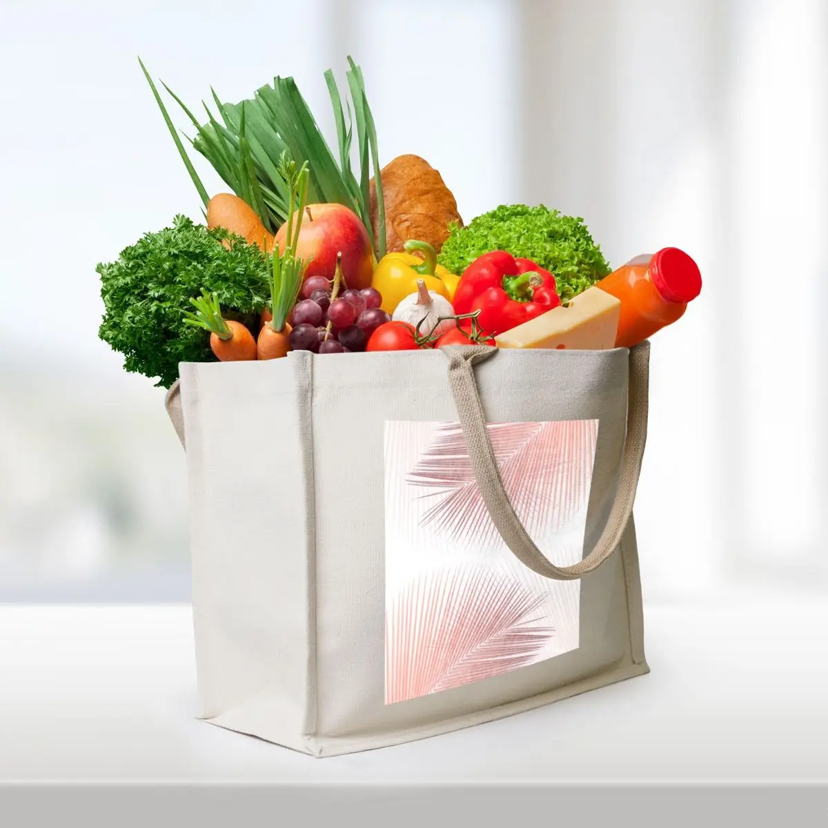 Palm leaf synchronicity - rose gold Tote Bag reusable shopping bags reusable grocery bags Handbags women cute pouch bag