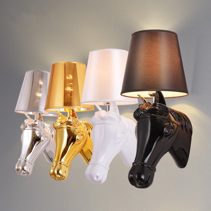 

European Style Horse Lamp Wall Light Sconces Creative Home Deco Beside Lamp Living Room Lighting Fixtures Foyer Hotel Wall Light