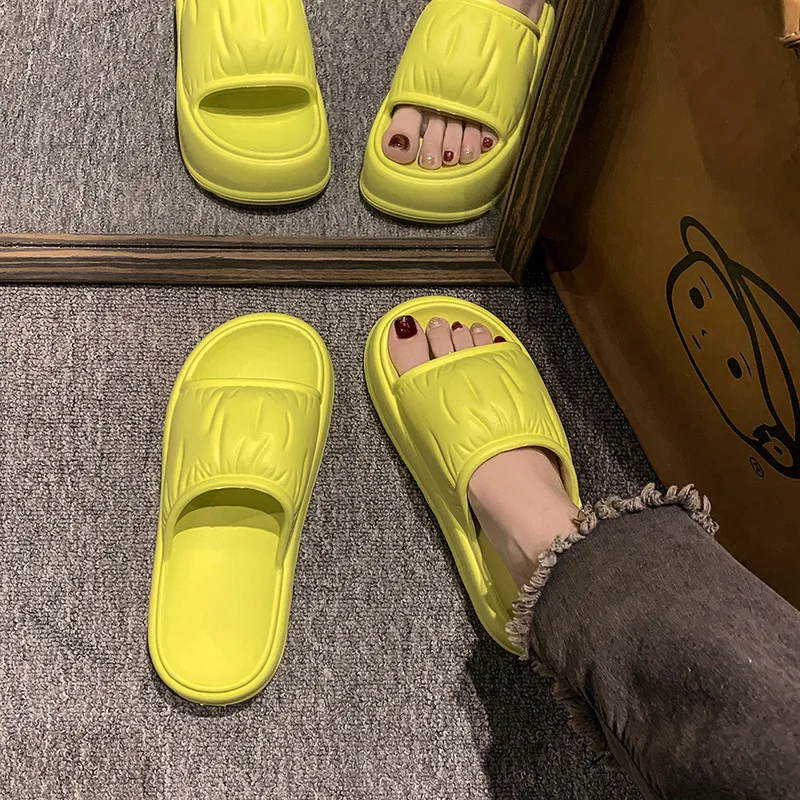 Slippers For Women Outdoors In Summer Indoor Home Non Slip Thick Sole Bathroom, Flat Heel, Soft Sole, Breathable