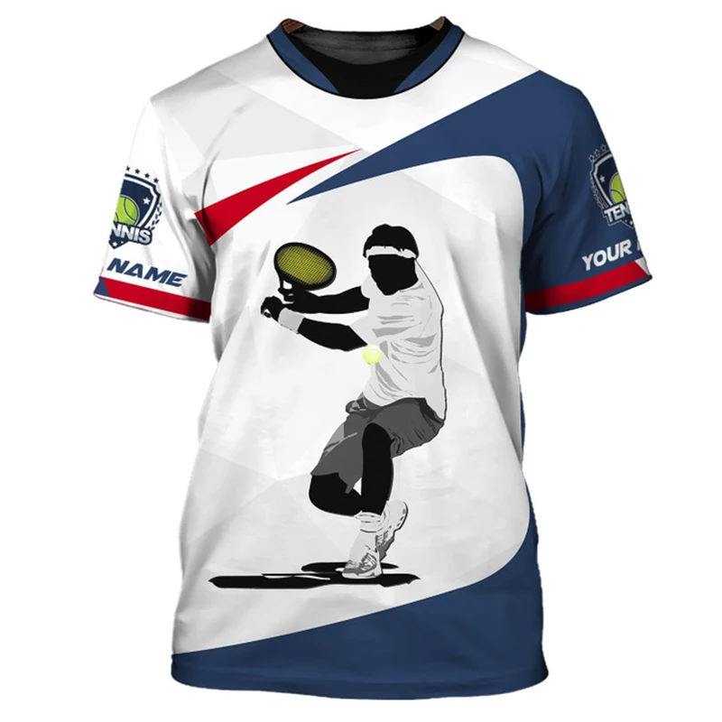 Custom Name Tennis Ball Graphic T-shirt Men Women Sport Fashion Street Trendy Round Neck T Shirts DIY Personality Men Tee Tops view 5