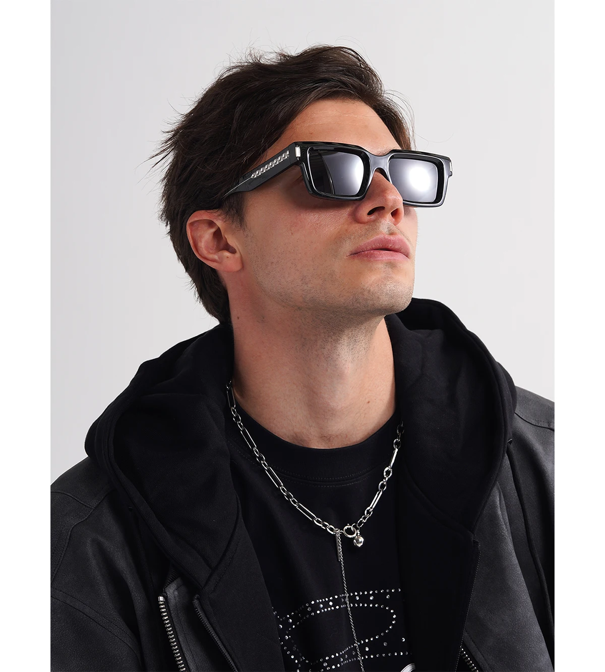 Ruiao 2026 Retro Schwarze Designer-Sonnenbrille Vintage für Damen Luxuriöse Quadratische Rechteckige Herren-UV400-Brille mit Propionat-Einsatz – Detail 1