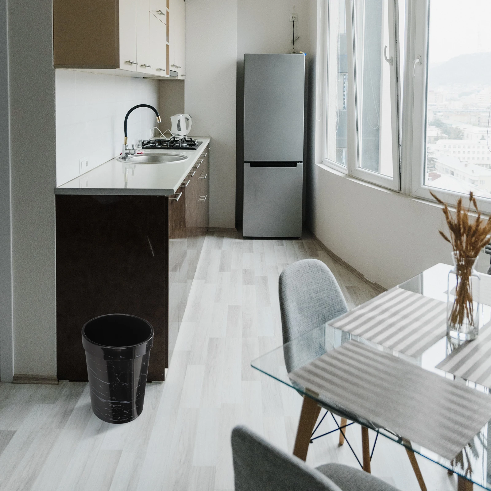 

Marble Texture Trash Can 25 Gallon Plastic Waste Bin Large Opening for Kitchen Bathroom Bedroom Living Room Home Office