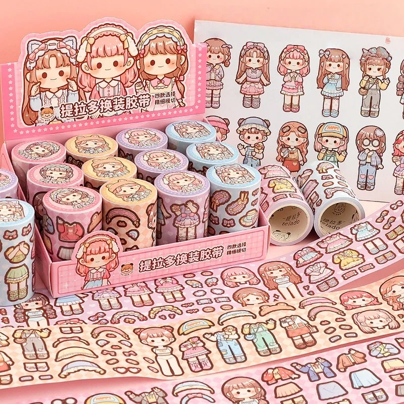 Funny Dress Up Girl Washi Tape Set DIY Princess Clothes Scrapbook Tape Kawaii Journaling Stickers Stress Relief Toys for Girls - view 3
