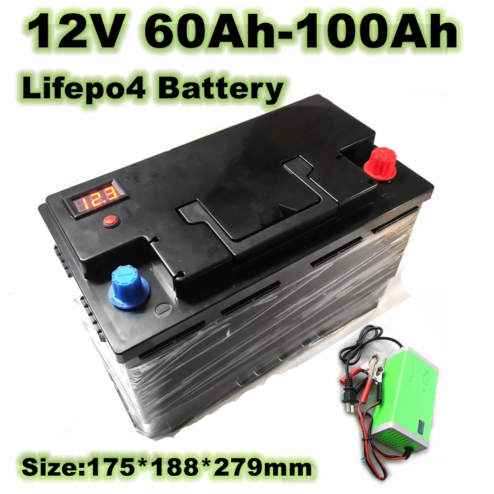 LiFePo4-batería de arranque para coche, pila de arranque de litio de 2500A, 12V, 60Ah, 70Ah, 80Ah, 100Ah, con Bluetooth, BMS, para coches diésel de gasolina