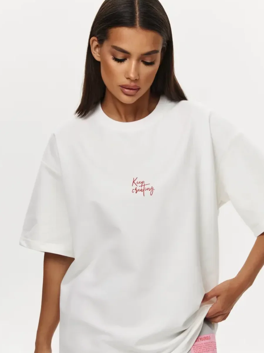 Damskie koszulki w stylu rosyjskim retro, vintage, estetyczne, z nadrukiem na plecach, graficzne, z czystej bawełny, z krótkim rękawem, letnie, codzienne topy Y2K