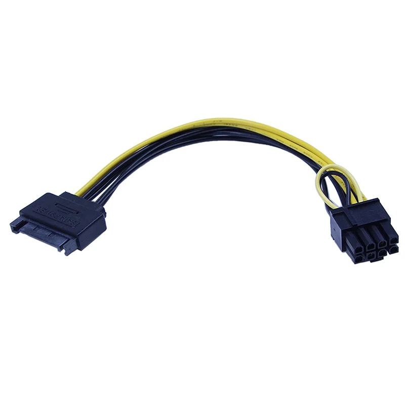 10 PCS New 15Pin SATA Male to 8Pin(6+2) PCI-E Power Supply Cable 20cm SATA Cable 15-Pin to 8 Pin Cable 18AWG Wire