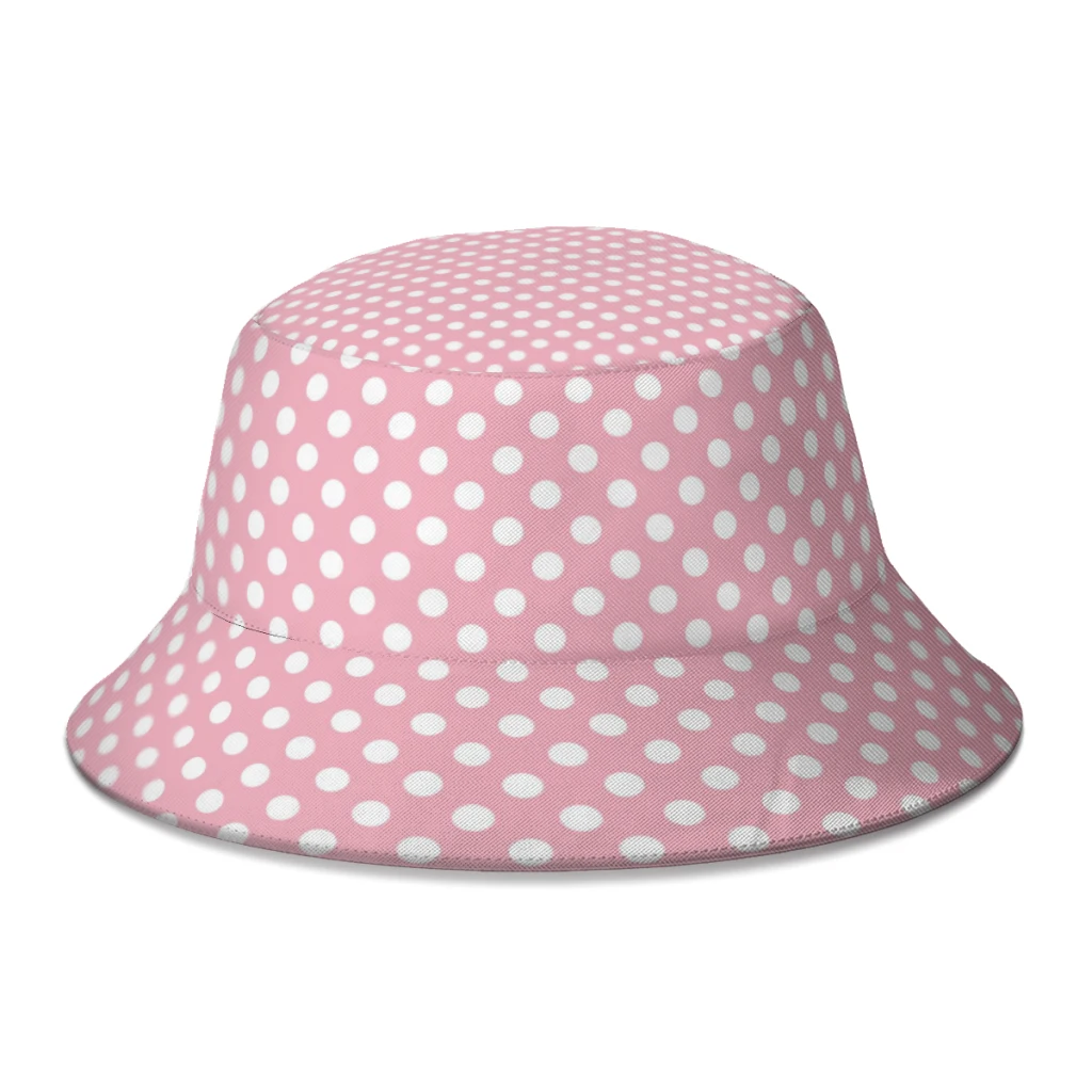 

Pink Polka Dot Pattern Fisherman Hats Boy Girl Novelty Cute Autumn Bucket Hats Sandbeach Caps Dropshipping