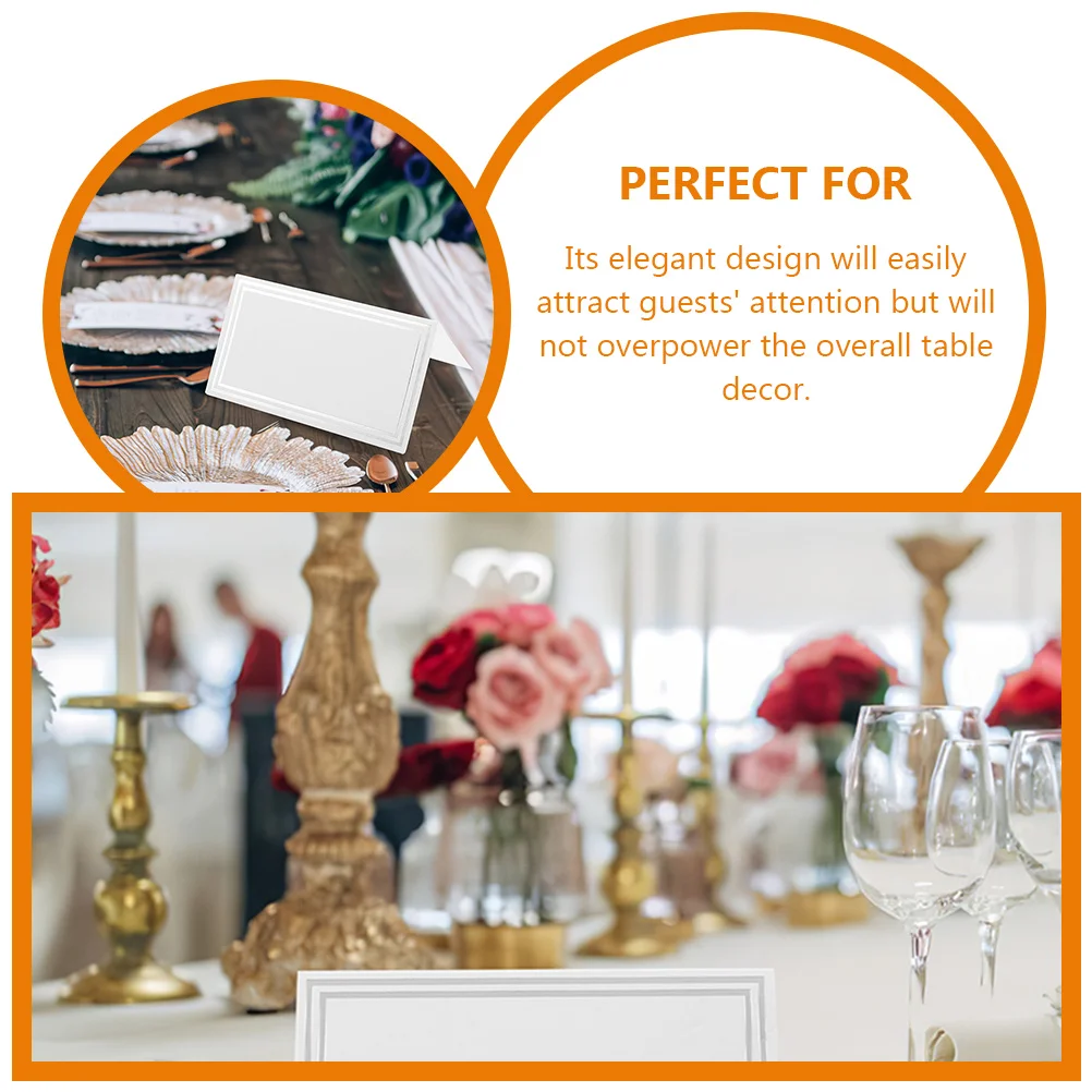 

100pcs Silver Foil Table Elegant Wedding Place Cards Smooth Surface Foldable Blank Signs Banquet Name Cards Party Decorations