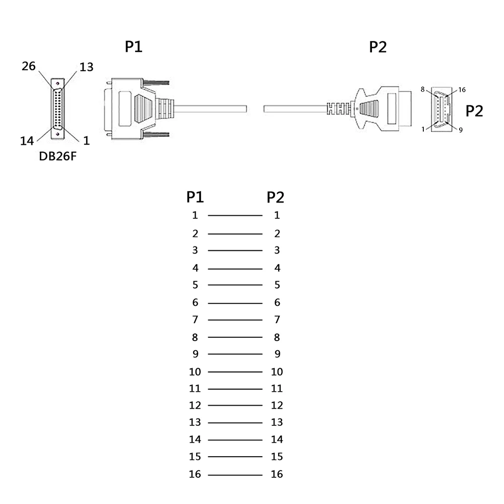 150cm Long OBD2 16Pin Male To 26Pin Female OBDII Adapter DB26 DB26P Plug Car Tester Connector Extension Cable Diagnostic Tool