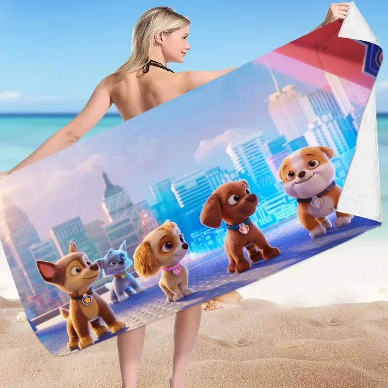 PAW Patrols Anime Asciugamani da spiaggia Cartoon Stampa 3D Microfibra Morbido assorbente Asciugamano da bagno ad asciugatura rapida Coperta da