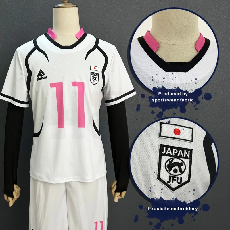 HOLOUN Blue Lock Anime Shuto Sendou Cosplay Costume U20 NO.11 White Football Soccer Team Uniform Daily Sport Wearing Halloween U