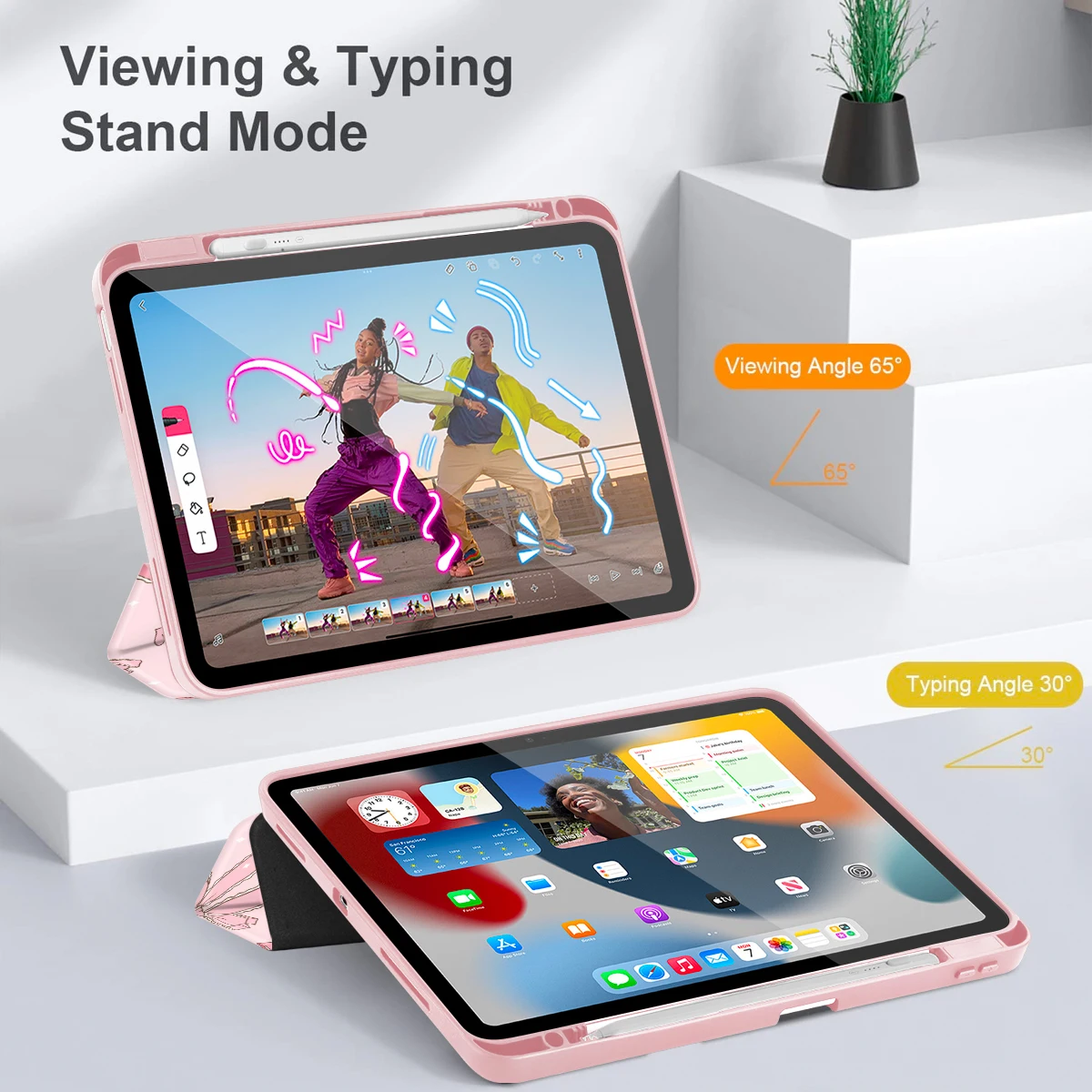 Чехол из искусственной кожи с принтом Pink Rose для iPad Air 13 11 10,9 дюймов 10 11th Pro 13 12,9 дюймов 2022 2023 2024 M4 2025 A16 10,2 дюйма