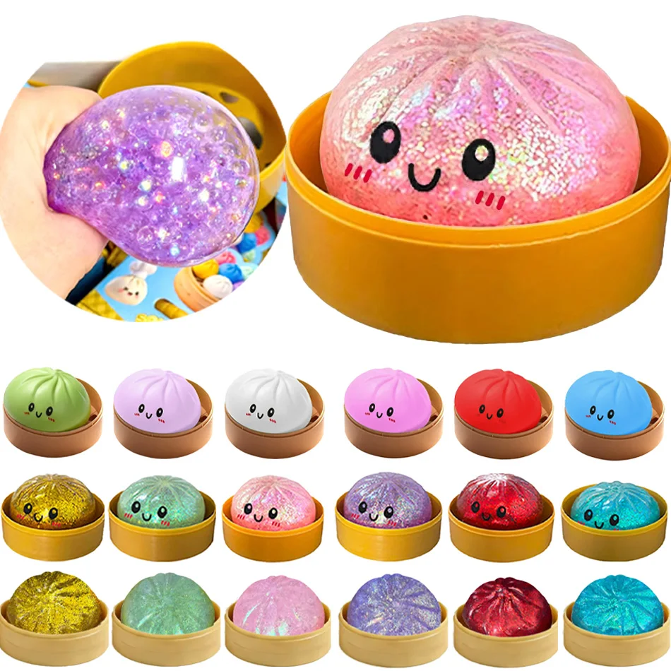 

Dumpling Pressure Dumpling Squishies Cute Colorful Bun Toy Slow Rising Stress Relief Fidget Toy for Kids Adults Anti-Anxiety Gif