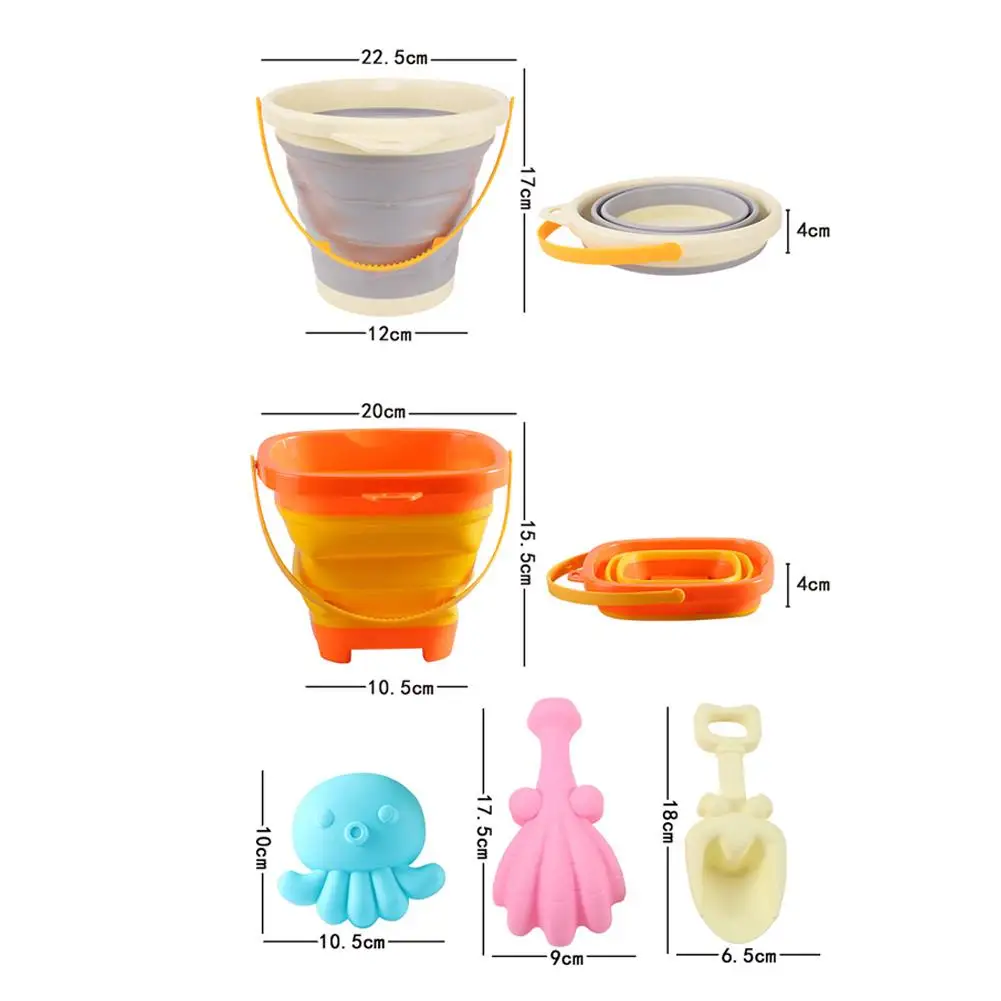 دلو قابل للطي ألعاب الشاطئ الصيفية للأطفال والأطفال للسفر في الهواء الطلق ألعاب الشاطئ دلو رمل قابل للطي مجموعة ألعاب مجرفة الشاطئ