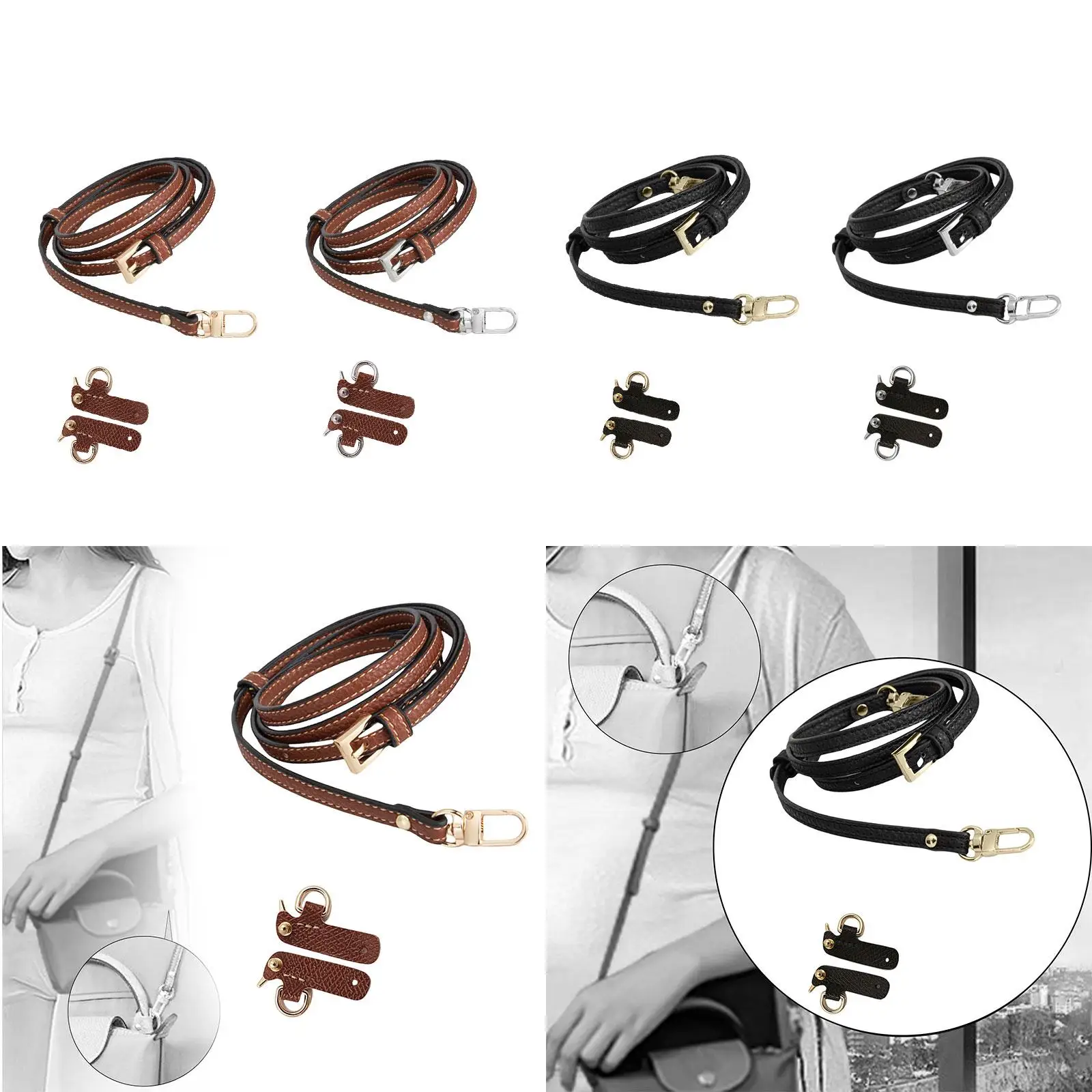 Purse Strap with No Punching Buckles Versatile Handbag Shoulder Strap for Wallet Briefcase Clutch Cross Body Bag Modification