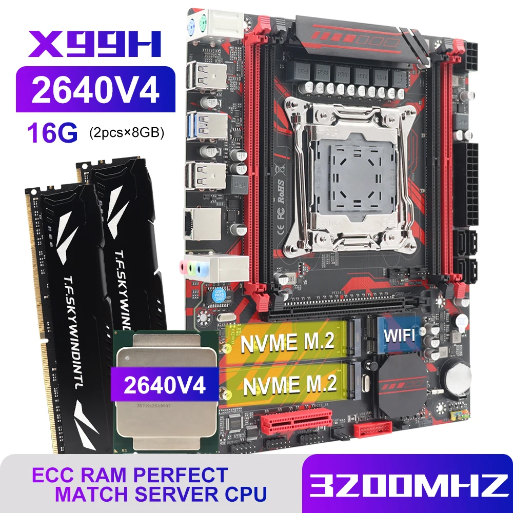 

X99 Intel motherboard + Xeon E5 2640V4 2.4GHz (10 cores/20 threads) + 16GB DDR4 3200MHz REG ECC