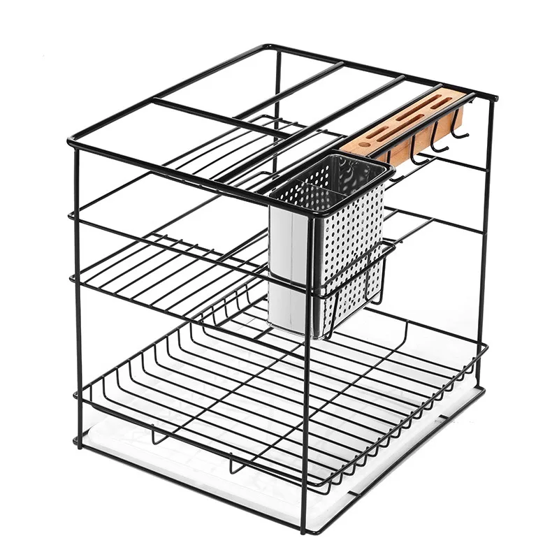 Stainless steel kitchen drawer type pull basket cabinet seasoning basket side pull storage