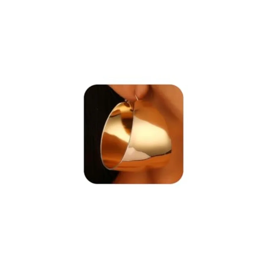 

Dainty Chunky Large Round Huggie Hoop Earrings for Women Trendy, Statement Big Thick Wide Polished Earring Non Tarnish Prom Par