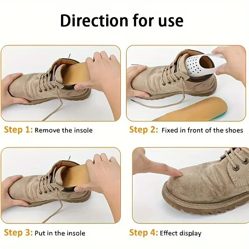2 Pairs of Crease Protector Shoe Anti Crease Bending Crack Toe Cap Support Shoe Stretcher Lightweight Keeping Shield Sneakers