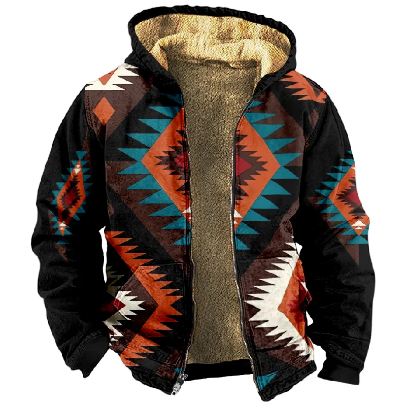 New originality Cotton Coat Hooded Sweater Casual Print Long Sleeve Zipper Sweater Thick Cotton Coat Winter