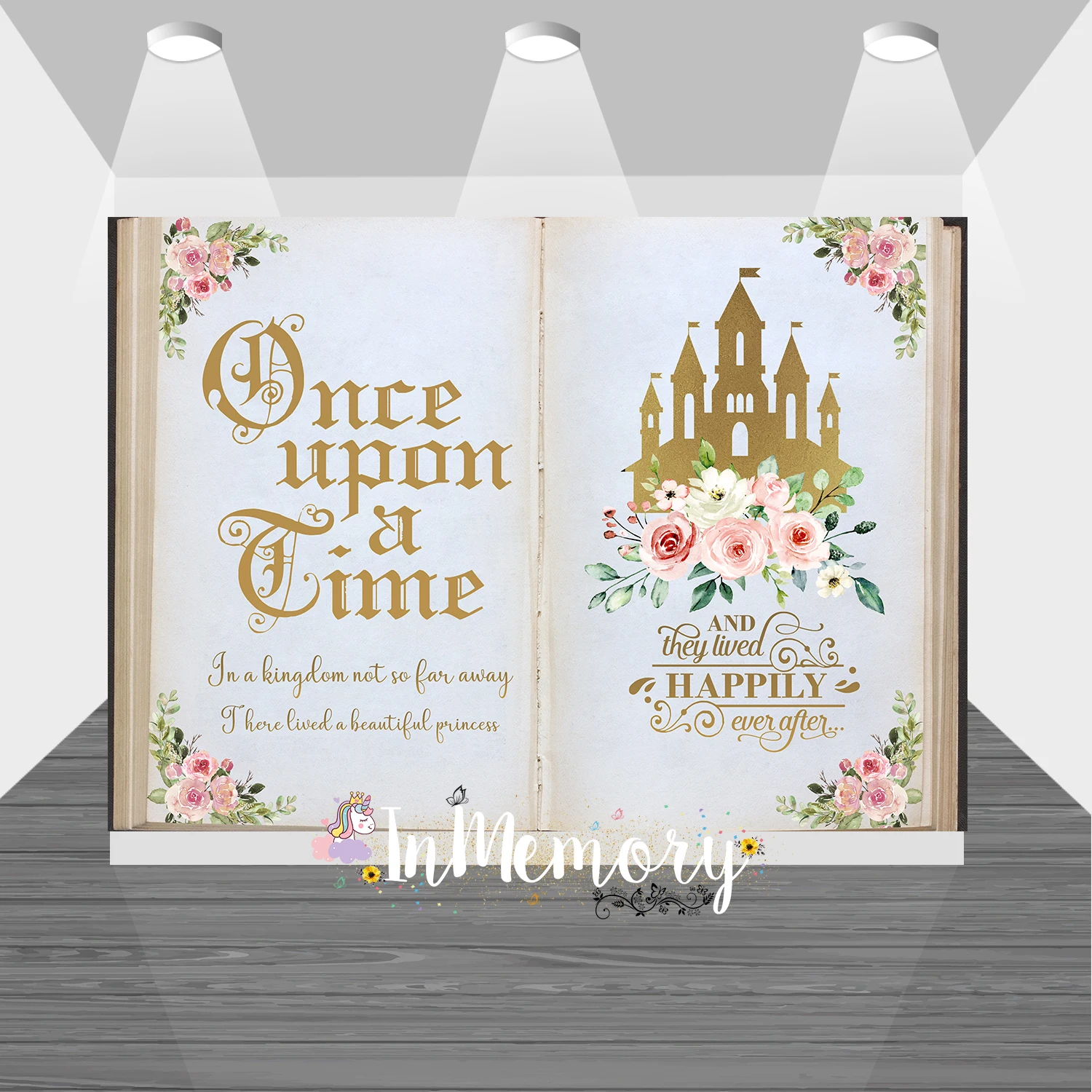 Flower Fairy Tale Books Backdrop Once Upon a Time Backdrops Ancient Castle Princess Romantic Wedding Birthday Party Decorations