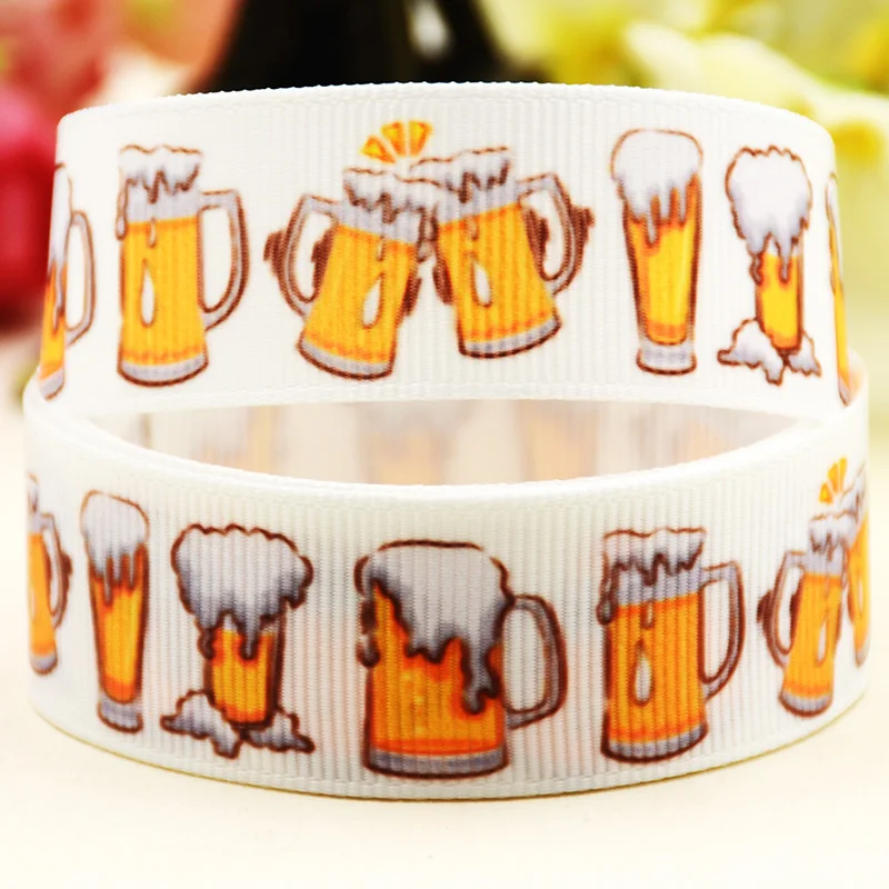 22mm 25mm 38mm 75mm Bier Cartoon gedruckt Gros grain Band Party Dekoration 10 Meter Satin Bänder