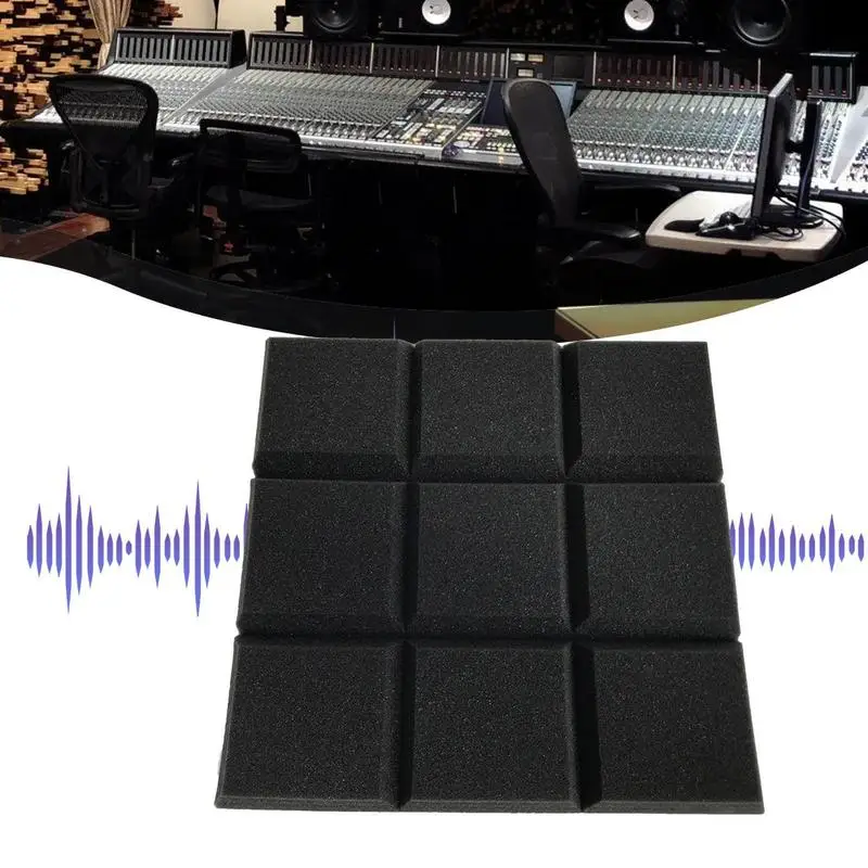 Acoustic Panels Adhesive 12x12x2inch Soundproof Wedge Panels Sound Proof Padding For Echo Bass Isolation Adhesive Foam Panel