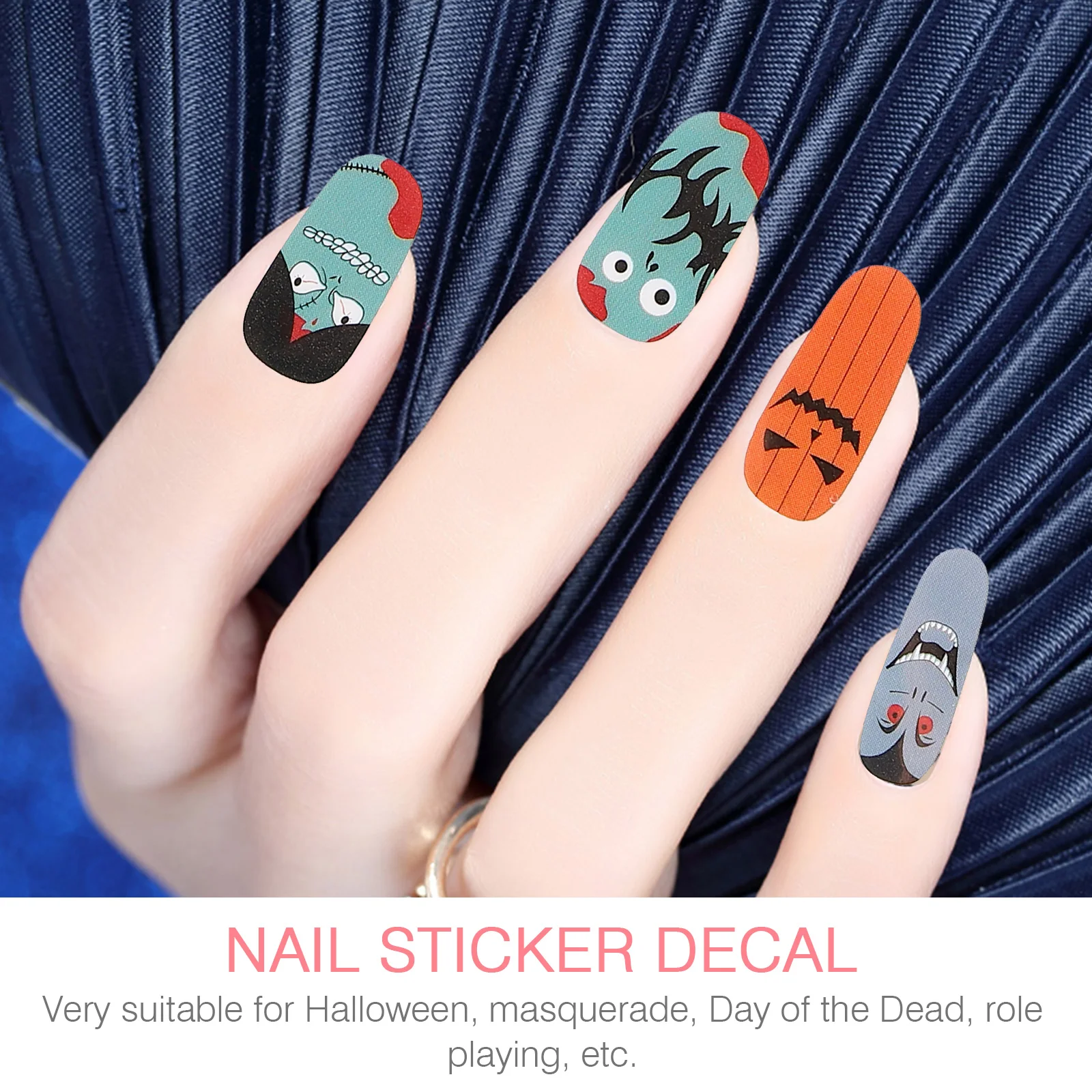 112Pcs Halloween Nail Stickers Nail Wraps Nail Polish Decal Strips for Women