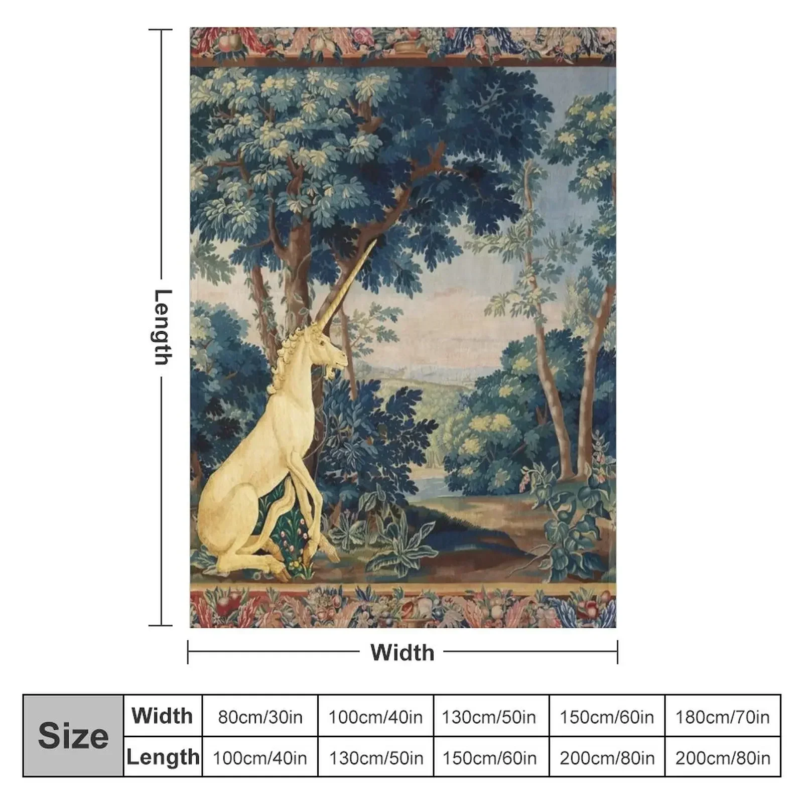 UNICORN IN WOODLAND LANDSCAPE AMONG GREENERY AND TREES Throw Blanket christmas gifts Luxury Soft Luxury Designer Blankets