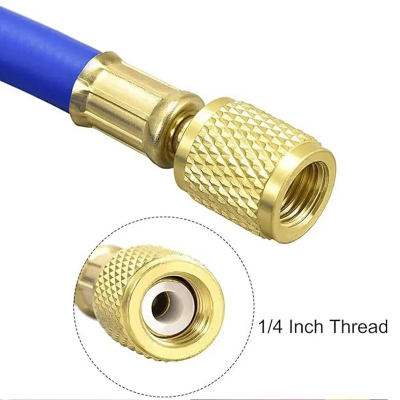 0.9M-1.8M A/Cチャージングホースチューブキット ホース低損失継手 R134A R12 R22冷媒エアコンマニホールドゲージ 1/4インチ S用