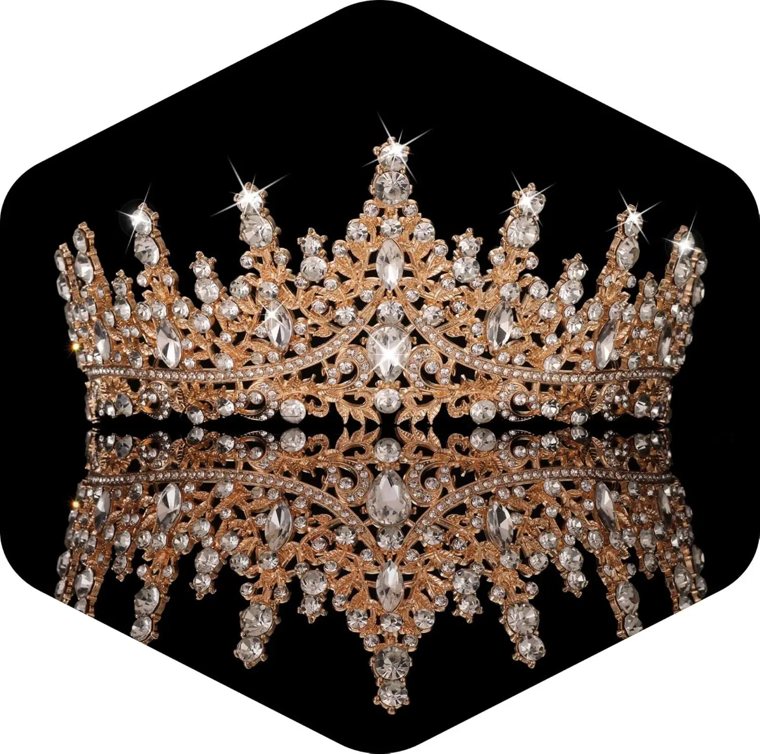 

Rhinestone Queen Crowns Gold Crown for Women Crystal Princess Tiaras Wedding Bridal Hair Accessories Birthday Prom Pageant Party