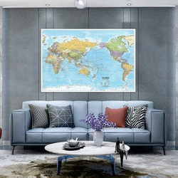 100*70cm Retro Non-woven World Map Painting Poster Wall Art Picture Wall Sticker Card Room Decor Classroom Office Supplies