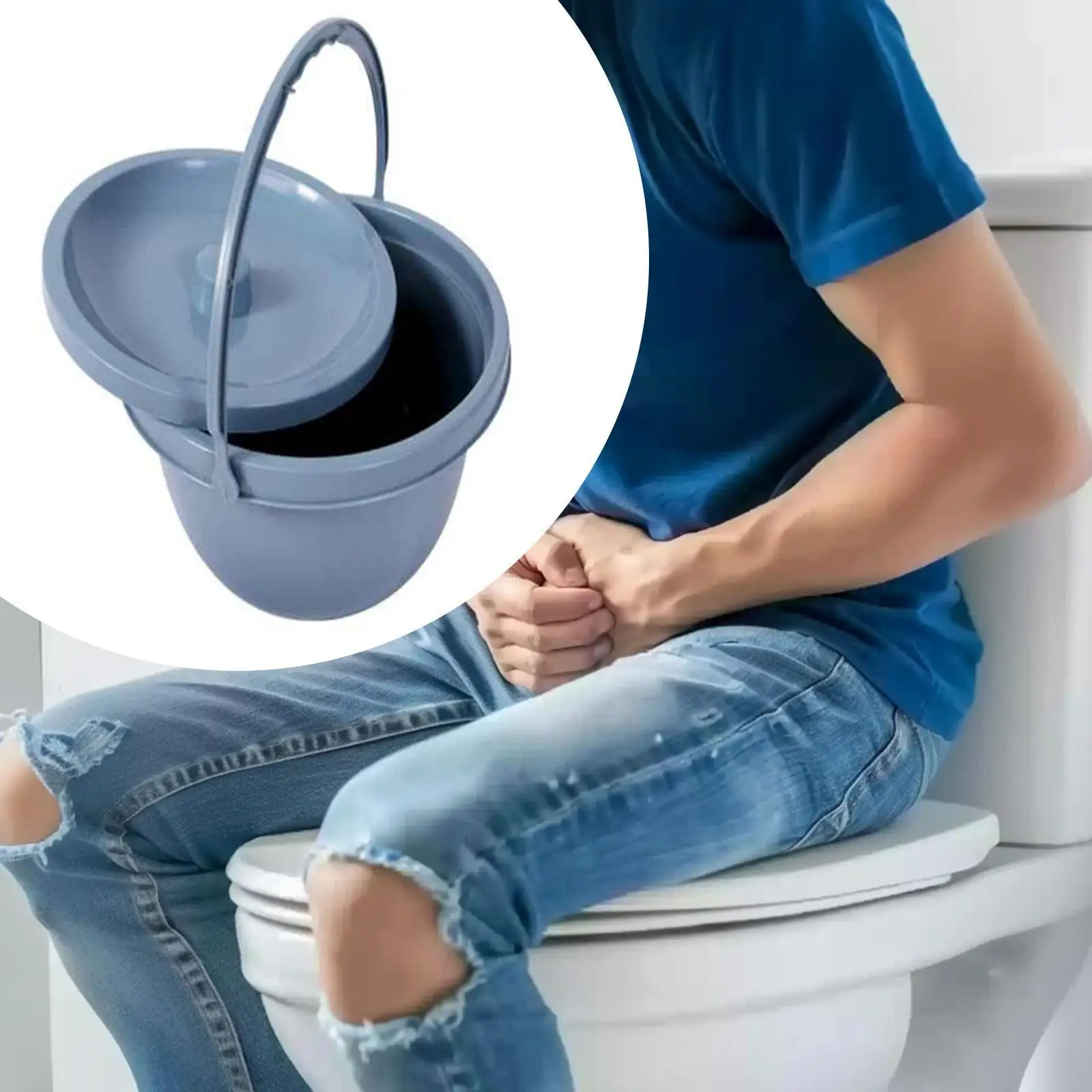 

Камерный горшок, герметичная крышка, ведро для мочи, утолщенное ведро для унитаза, прикроватное ведро для ванной комнаты, дома, автомобиля, путешествий пожилого возраста