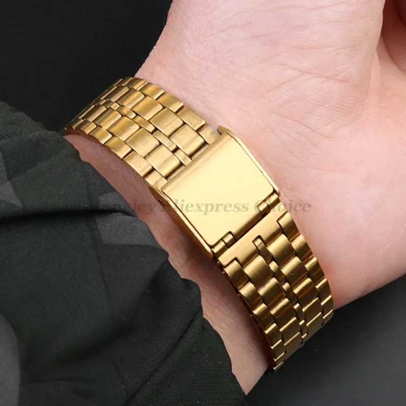 CASIO 시계 밴드 스테인레스 스틸 스트랩, 금속 초박형 스트랩, F91W F84 F105 F108 A158 A168 AE1200/1300 B650 AQ230Men, 18mm 썸네일 5