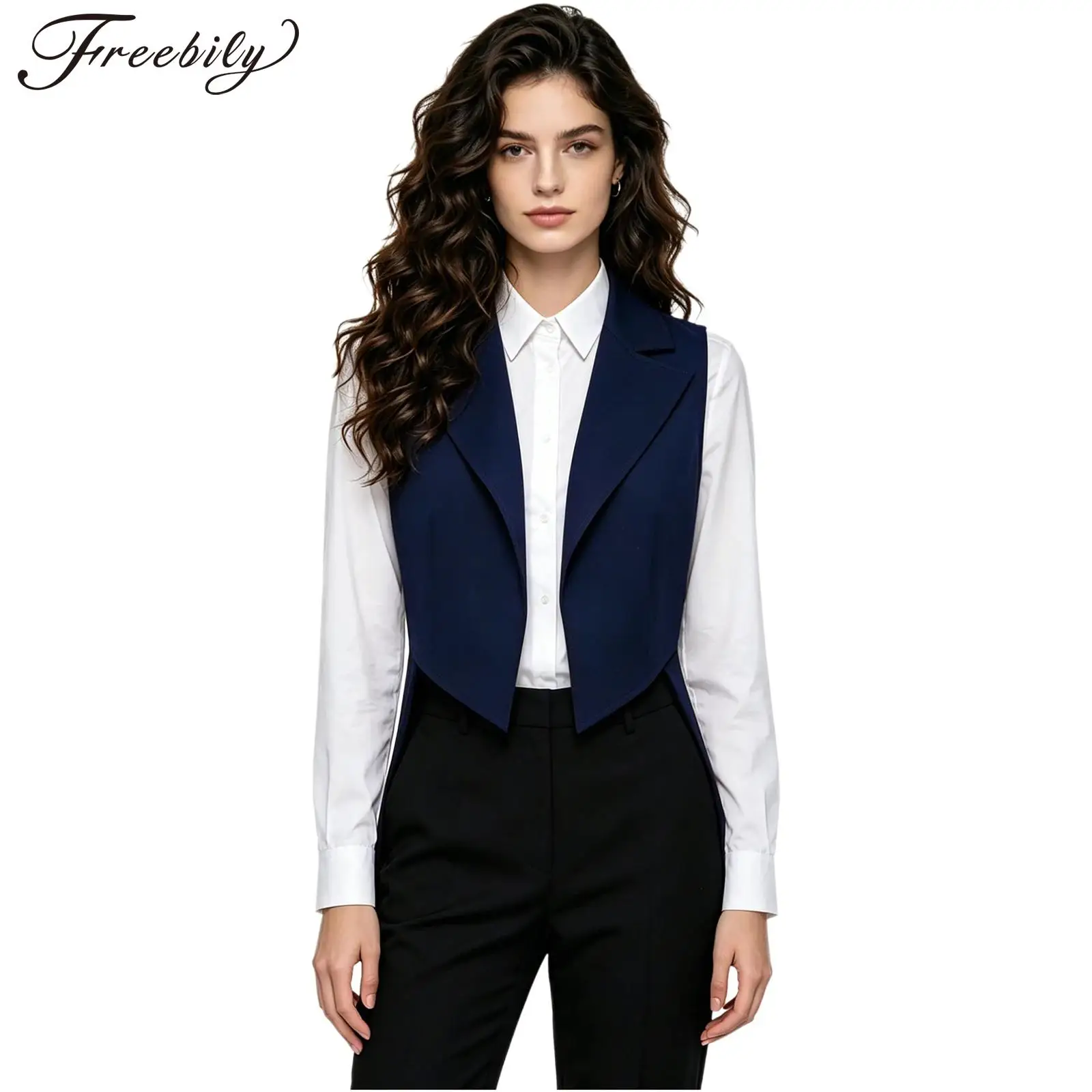 

Women's Waistcoats Nightclub Waitress Costume Sleeveless Vests Tuxedo Waistcoat Lapel Formal Vest for Cocktail Vintage Tailcoat