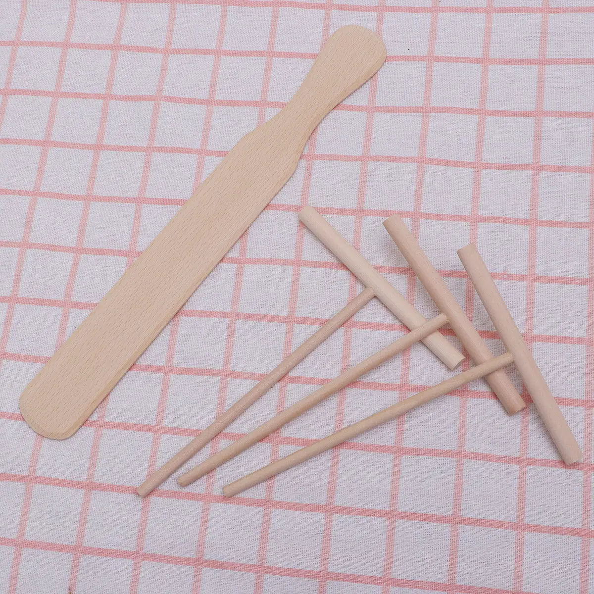 6Pcs Pancake Cooking Utensils Wooden Crepe Spreader and Spatula Set Beechwood Lightweight Smooth Polished Batter Rake Tools