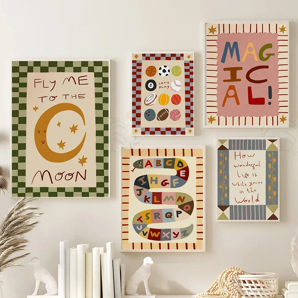 Snake Alphabet Learning Print Nursery Toddler Bedroom Poster Magical Colourful Wall Art Cute Kid's Play Room Home Decor