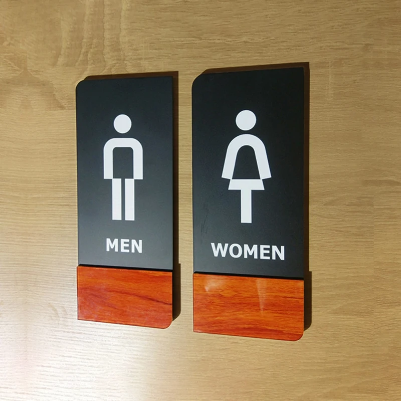 1pc Vintage Bathroom Door Signs Plaque Acrylic Toilet Signage Men And Women Diy Washroom Wall Supplies